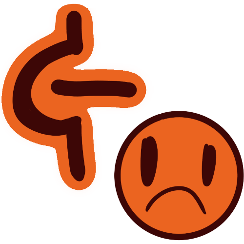 image of a non graphic symbol for sex next to a sad orange face